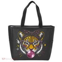 Tiger With Glasses Bubblegum And Pink Bow Tote Bag thumb 0