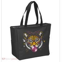 Tiger With Glasses Bubblegum And Pink Bow Tote Bag thumb 2
