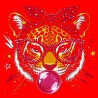 Tiger With Glasses Bubblegum And Pink Bow Santa Hat thumb 1