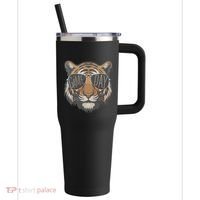 Tigers With Game Day Glasses Game Day Mascot 40oz Vacuum Insulated Stainless Steel Travel Tumbler thumb 0