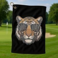 Tigers With Game Day Glasses Game Day Mascot Golf Towel thumb 1
