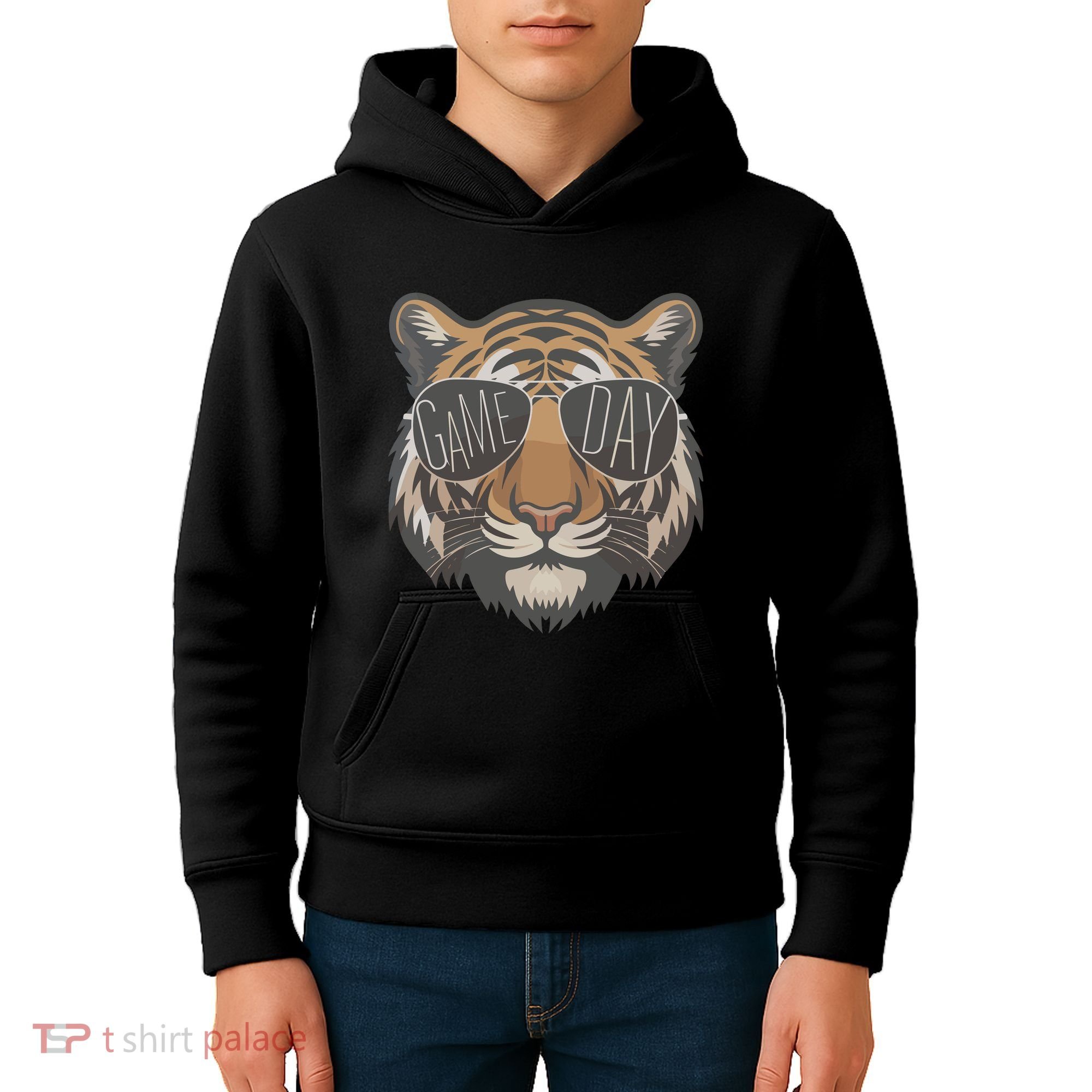 Tigers With Game Day Glasses Game Day Mascot Kids Hoodie