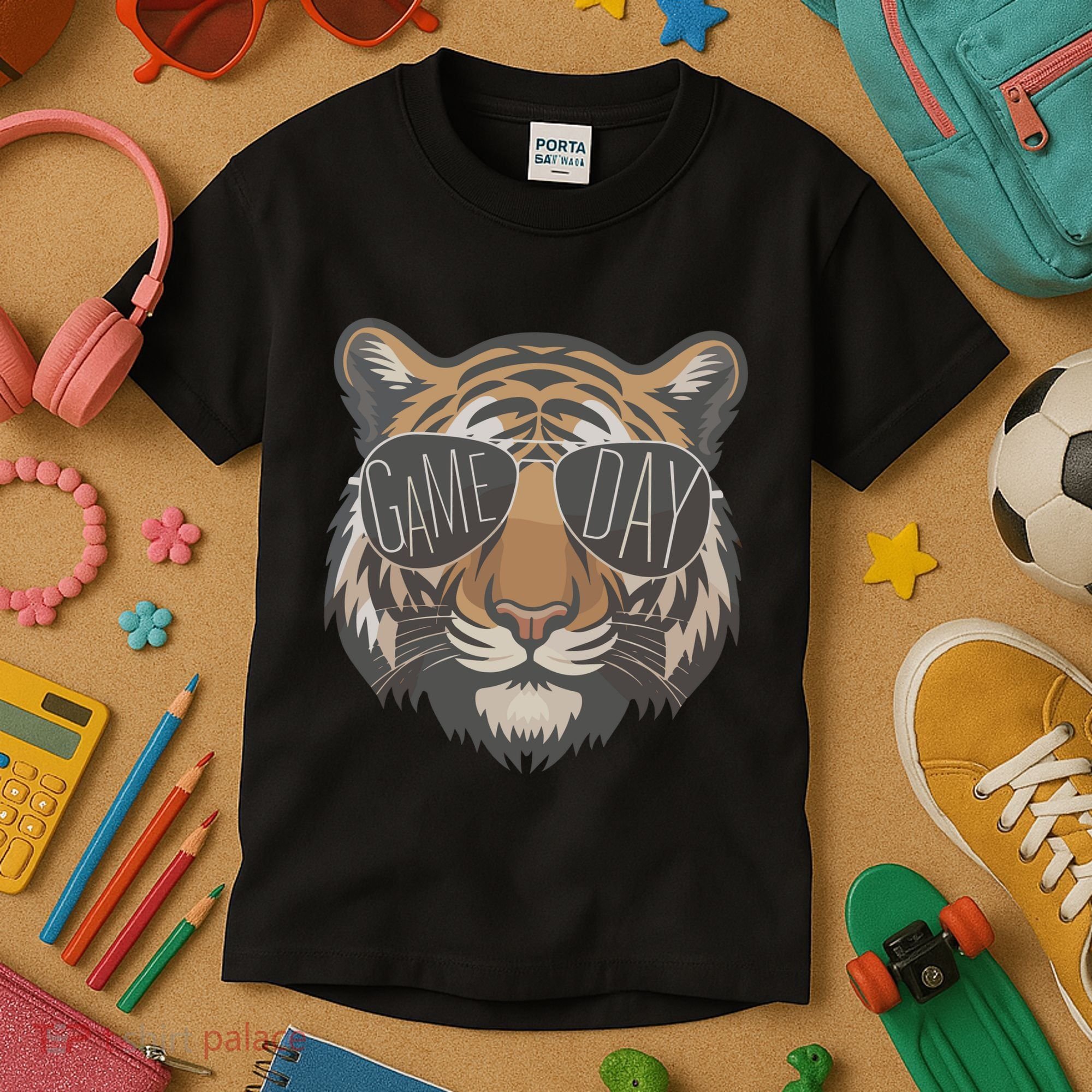 Tigers With Game Day Glasses Game Day Mascot Kids T-Shirt