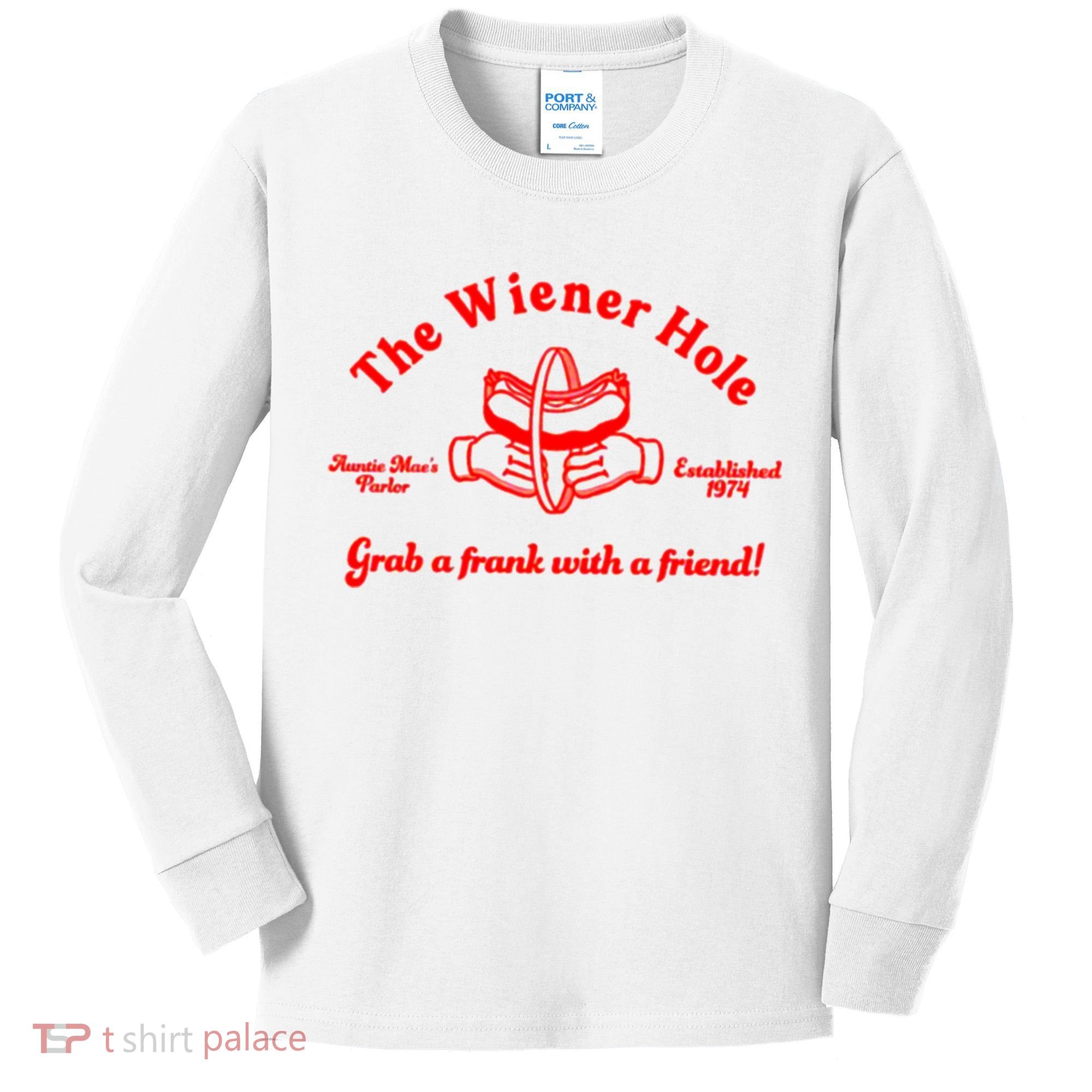 The Wiener Hole Grab A Frank With A Friend Kids Long Sleeve Shirt
