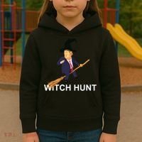 Trump Witch Hunt Funny Halloween Costume Kids Hoodie thumb 3