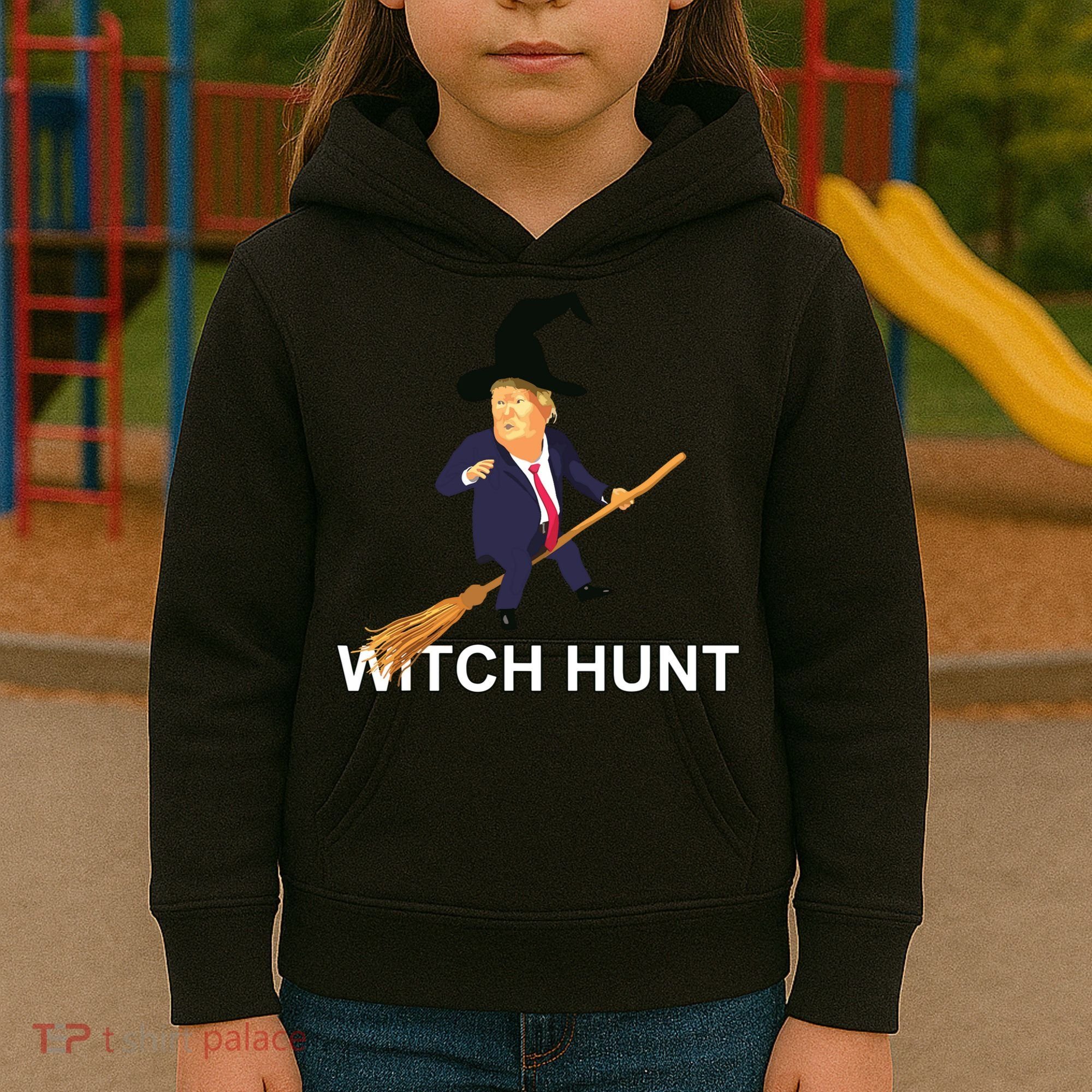 Trump Witch Hunt Funny Halloween Costume Kids Hoodie
