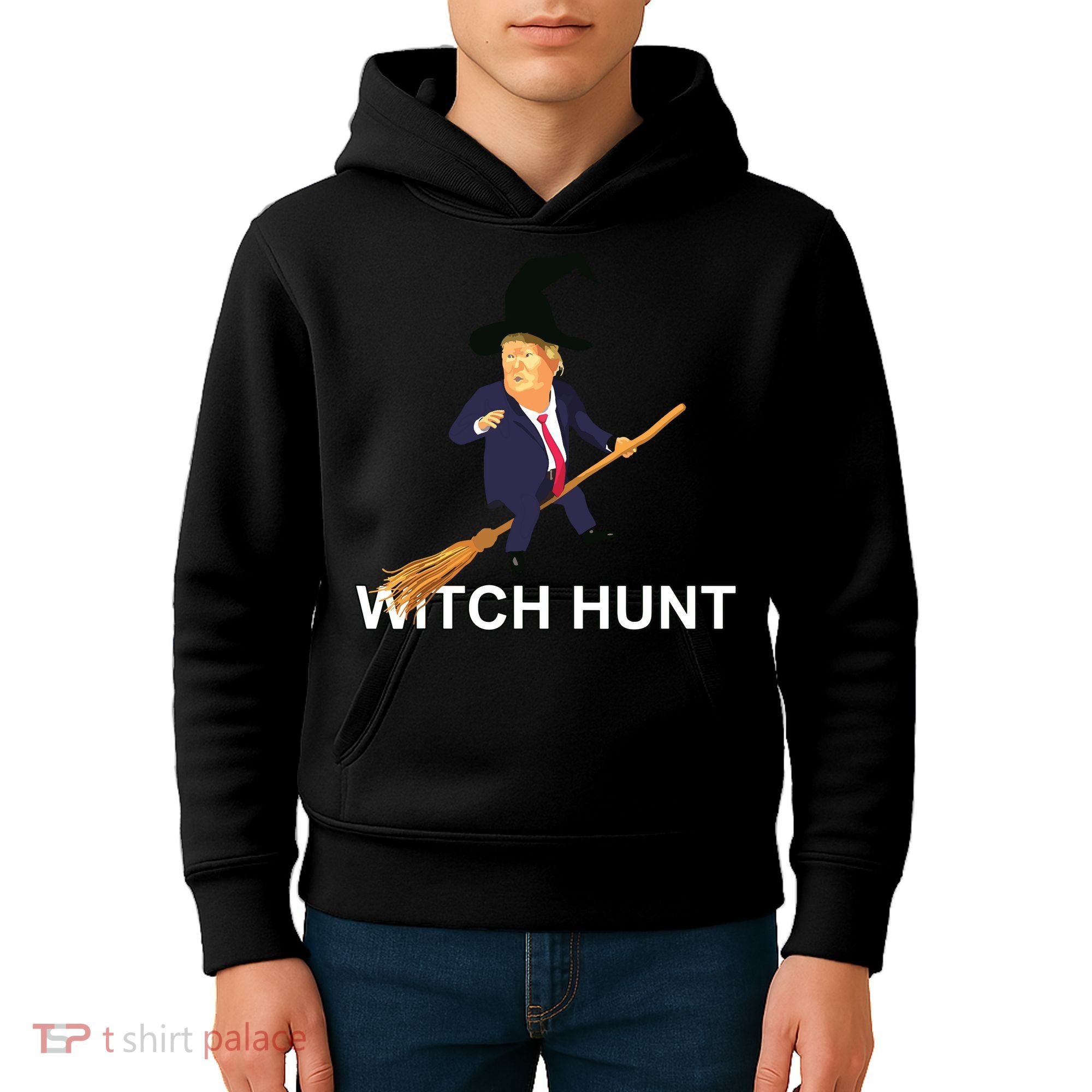Trump Witch Hunt Funny Halloween Costume Kids Hoodie