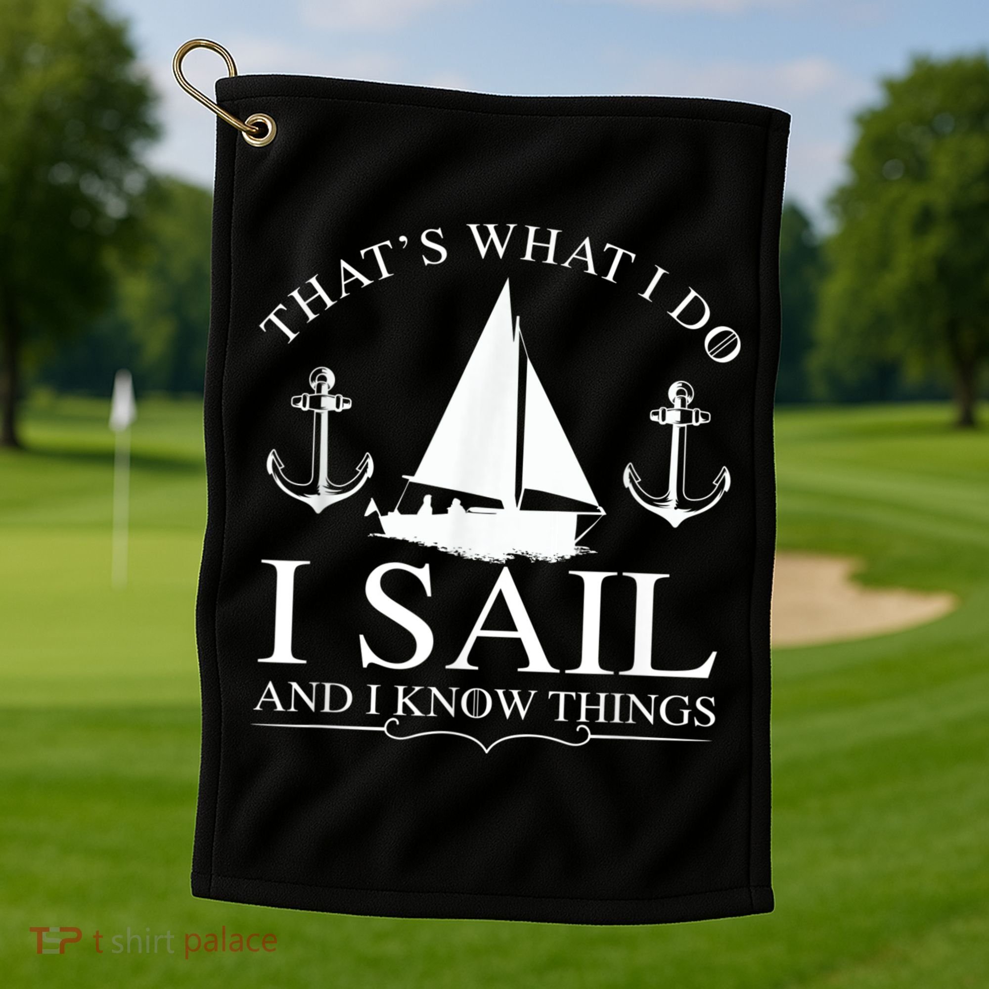 That's What I Do I Sail And I Know Things Boating Sailing Golf Towel
