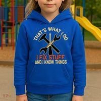 That's What I Do I Fix Stuff And I Know Things Gift Skull Cute Gift Kids Hoodie thumb 3
