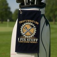 That's What I Do I Fix Stuff And I Know Things Funny Saying Golf Towel thumb 2