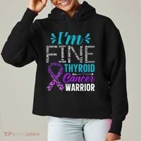 Thyroid Warrior IM Fine Thyroid Cancer Ribbon Awareness Ladies Heavyweight Boxy Pullover Hoodie thumb 0