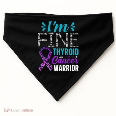 Thyroid Warrior IM Fine Thyroid Cancer Ribbon Awareness USA-Made Doggie Bandana