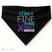 Thyroid Warrior IM Fine Thyroid Cancer Ribbon Awareness USA-Made Doggie Bandana thumb 0