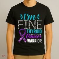 Thyroid Warrior IM Fine Thyroid Cancer Ribbon Awareness T-Shirt thumb 3