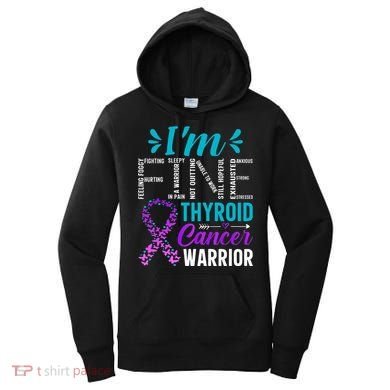 Thyroid Warrior IM Fine Thyroid Cancer Ribbon Awareness Women's Hoodie