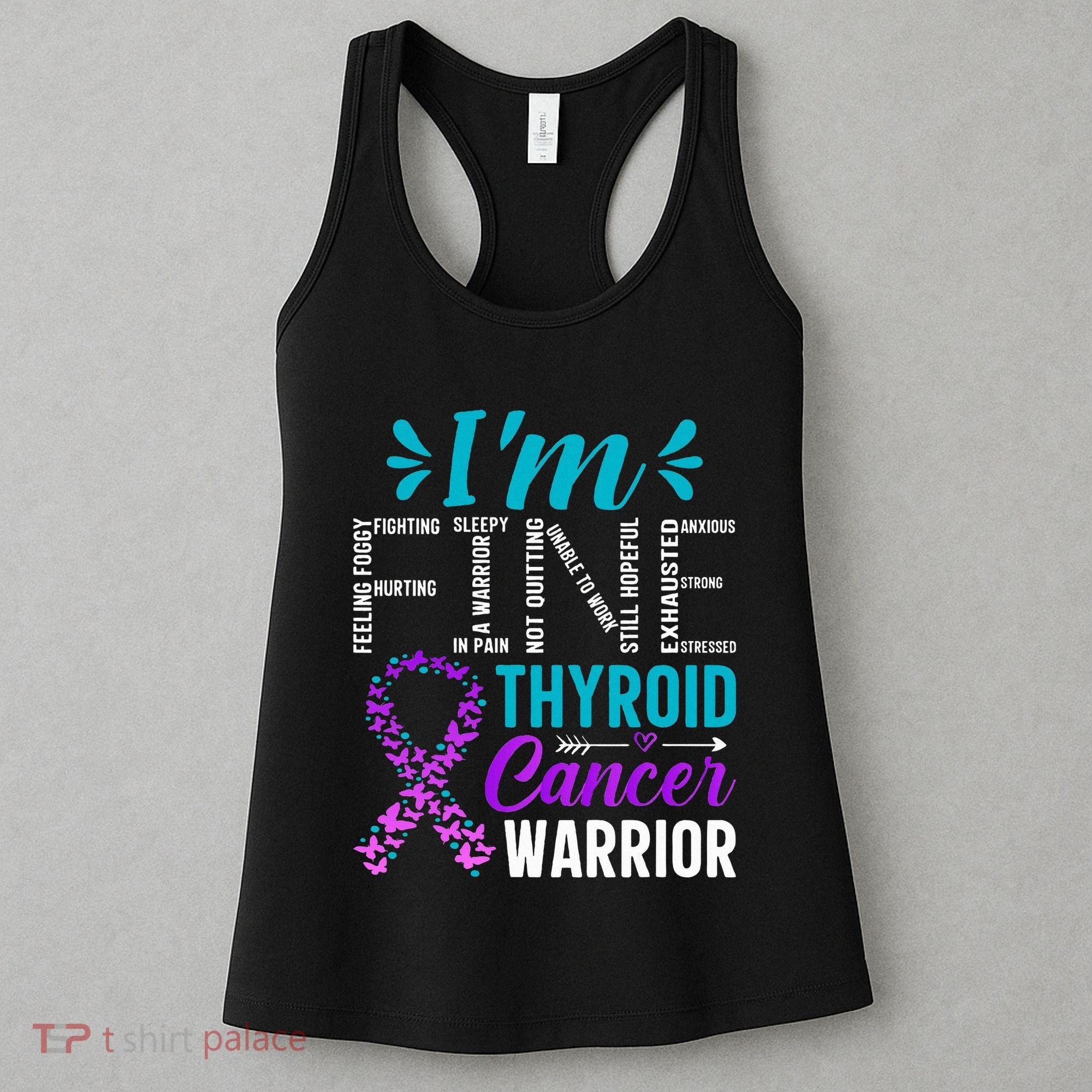 Thyroid Warrior IM Fine Thyroid Cancer Ribbon Awareness Women's Tank Top