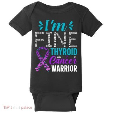 Thyroid Warrior IM Fine Thyroid Cancer Ribbon Awareness Baby Bodysuit