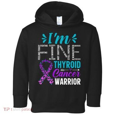 Thyroid Warrior IM Fine Thyroid Cancer Ribbon Awareness Toddler Hoodie