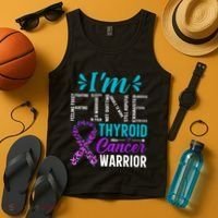 Thyroid Warrior IM Fine Thyroid Cancer Ribbon Awareness Tank Top thumb 4