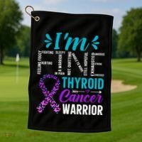 Thyroid Warrior IM Fine Thyroid Cancer Ribbon Awareness Golf Towel thumb 1