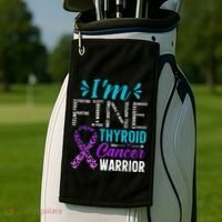 Thyroid Warrior IM Fine Thyroid Cancer Ribbon Awareness Golf Towel thumb 2