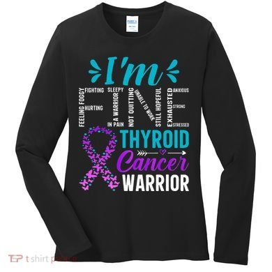 Thyroid Warrior IM Fine Thyroid Cancer Ribbon Awareness Women's Long Sleeve Shirt