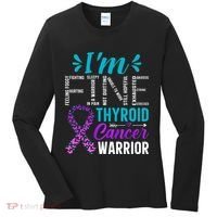 Thyroid Warrior IM Fine Thyroid Cancer Ribbon Awareness Women's Long Sleeve Shirt thumb 0