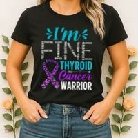 Thyroid Warrior IM Fine Thyroid Cancer Ribbon Awareness Women's T-Shirt thumb 2