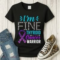 Thyroid Warrior IM Fine Thyroid Cancer Ribbon Awareness Women's T-Shirt thumb 3