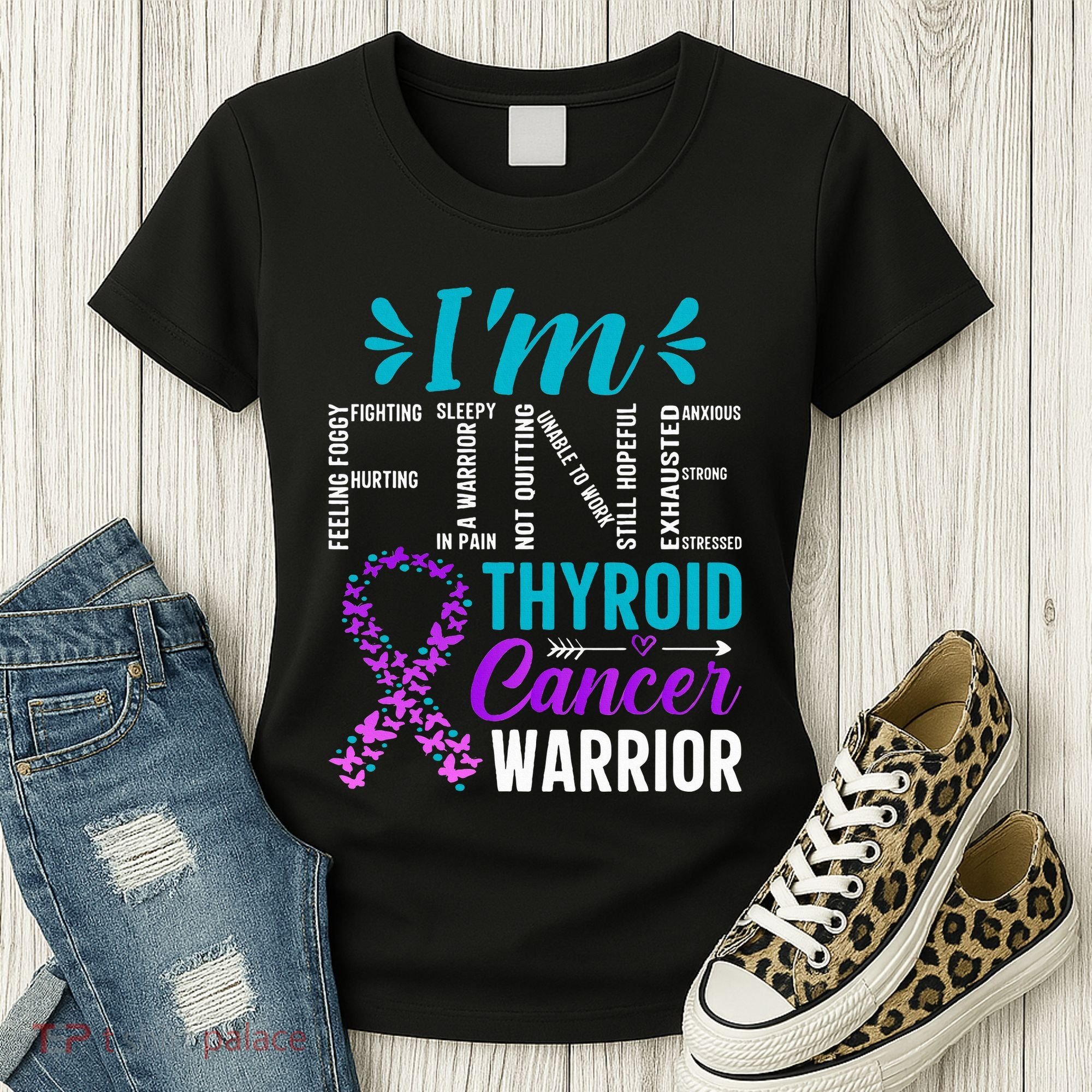 Thyroid Warrior IM Fine Thyroid Cancer Ribbon Awareness Women's T-Shirt