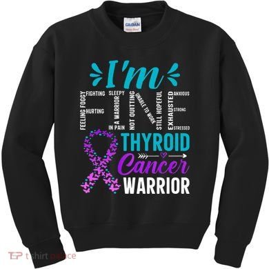 Thyroid Warrior IM Fine Thyroid Cancer Ribbon Awareness Kids Sweatshirt