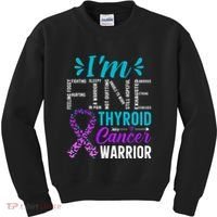 Thyroid Warrior IM Fine Thyroid Cancer Ribbon Awareness Kids Sweatshirt thumb 0