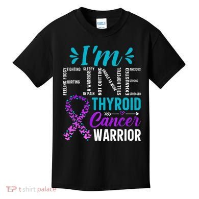 Thyroid Warrior IM Fine Thyroid Cancer Ribbon Awareness Kids T-Shirt