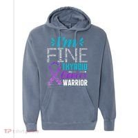 Thyroid Warrior IM Fine Thyroid Cancer Ribbon Awareness Comfort Colors Garment-Dyed Hooded Sweatshirt thumb 0