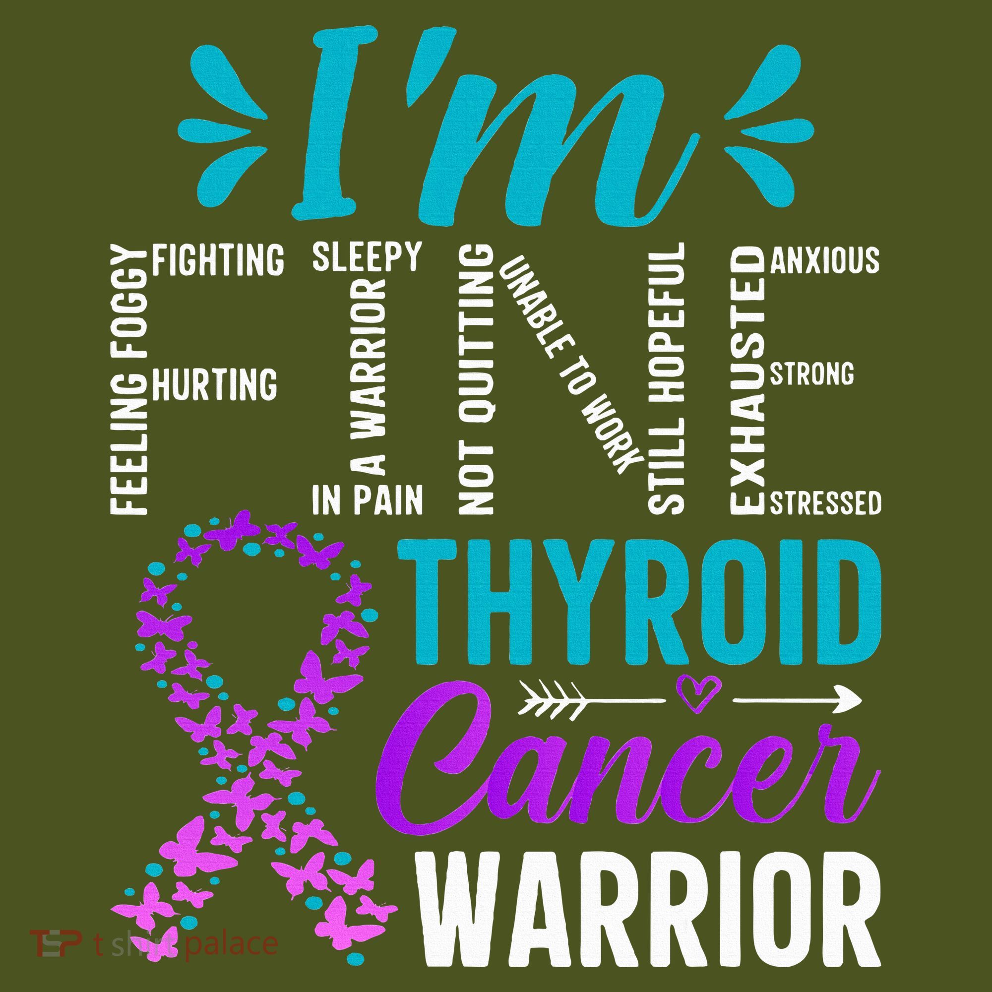 Thyroid Warrior IM Fine Thyroid Cancer Ribbon Awareness The Baniff Cuffed Pom Beanie
