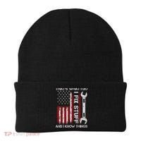 That's What I Do I Fix Stuff And I Know Things American Flag Beanie thumb 0