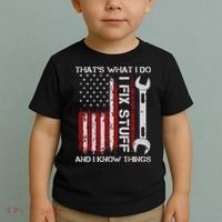 That's What I Do I Fix Stuff And I Know Things American Flag Toddler T-Shirt thumb 2