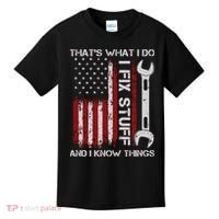 That's What I Do I Fix Stuff And I Know Things American Flag Kids T-Shirt thumb 0