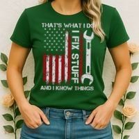 That's What I Do I Fix Stuff And I Know Things American Flag Women's T-Shirt thumb 2