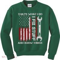 That's What I Do I Fix Stuff And I Know Things American Flag Kids Sweatshirt thumb 0