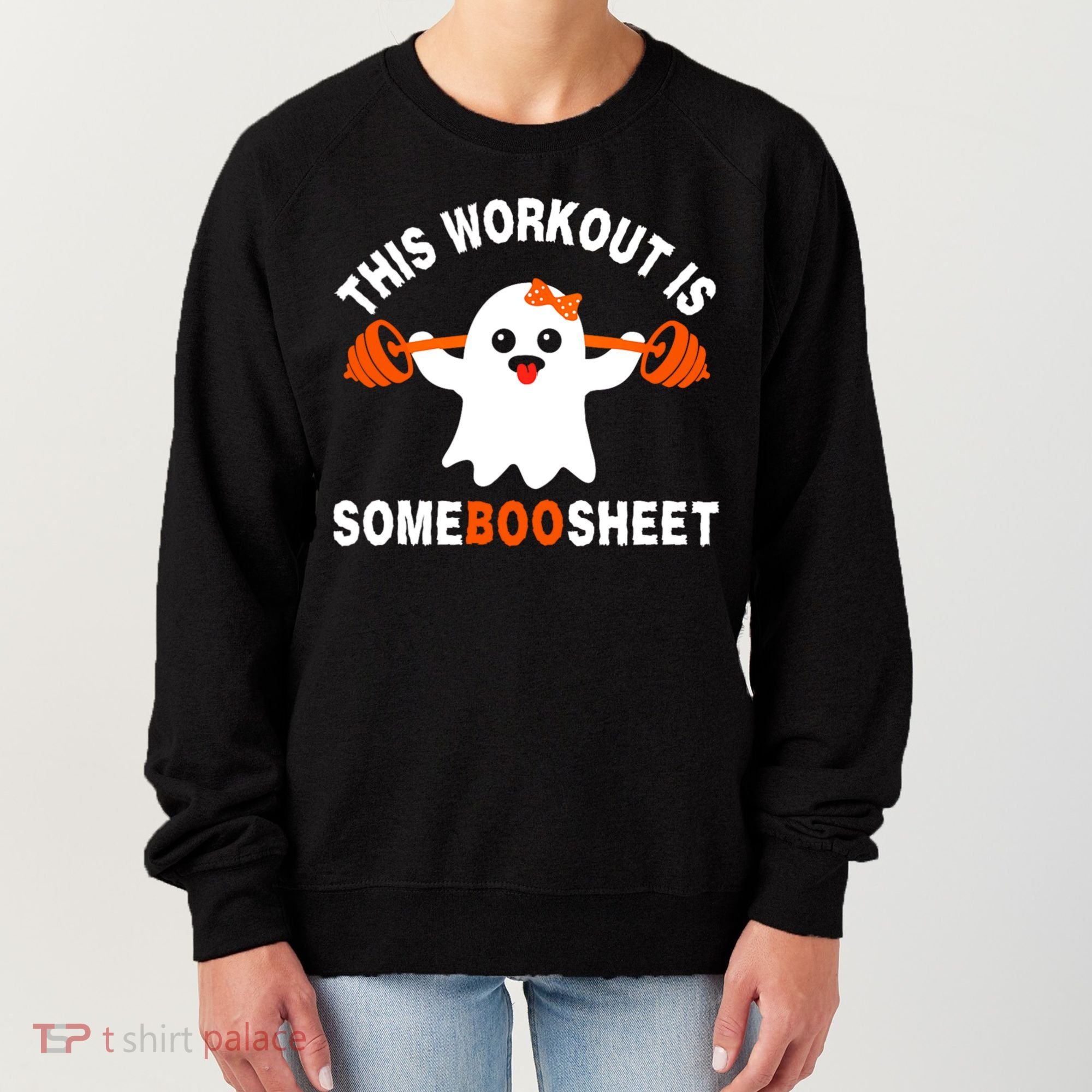 This Workout Is Boo Sheet Funny Cute Gym Ghost Halloween Women's Sweatshirt