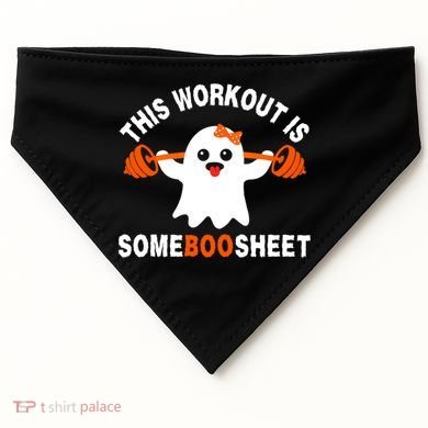 This Workout Is Boo Sheet Funny Cute Gym Ghost Halloween USA-Made Doggie Bandana