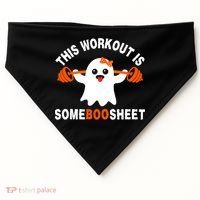 This Workout Is Boo Sheet Funny Cute Gym Ghost Halloween USA-Made Doggie Bandana thumb 0