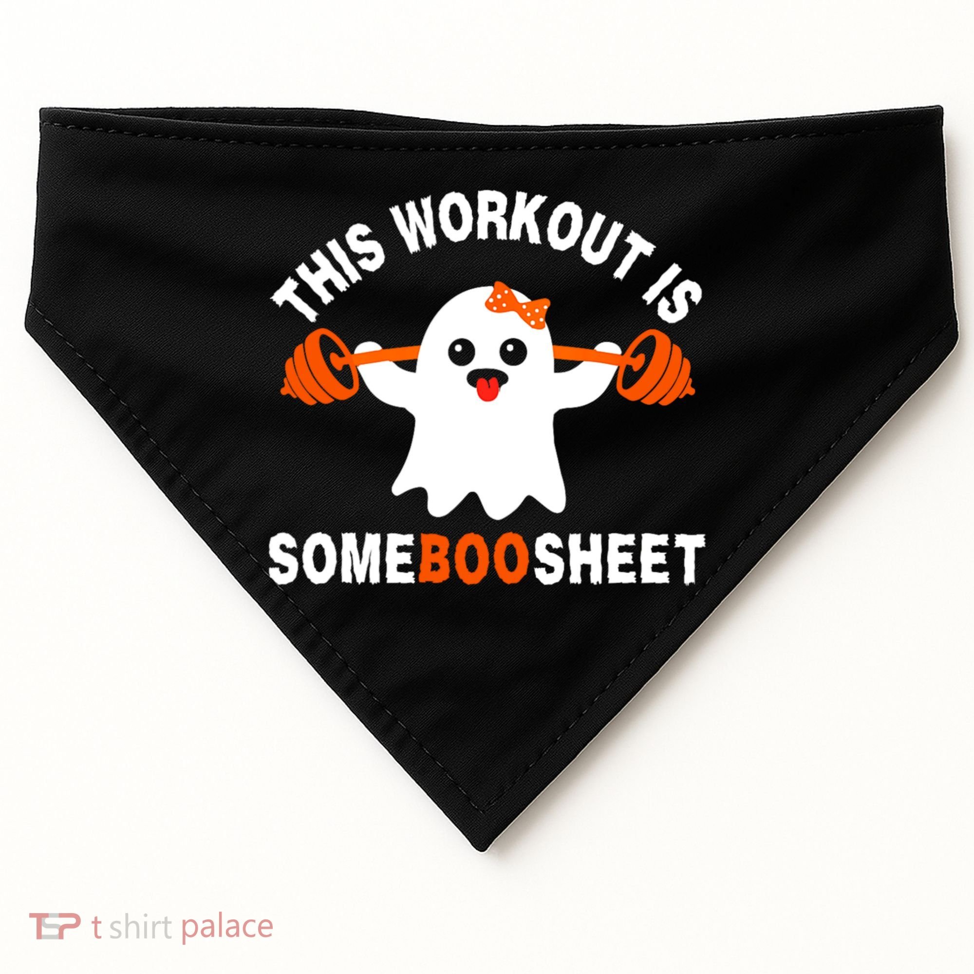 This Workout Is Boo Sheet Funny Cute Gym Ghost Halloween USA-Made Doggie Bandana