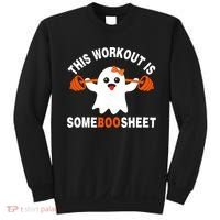 This Workout Is Boo Sheet Funny Cute Gym Ghost Halloween Sweatshirt thumb 0