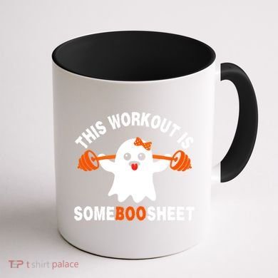This Workout Is Boo Sheet Funny Cute Gym Ghost Halloween Coffee Mug back