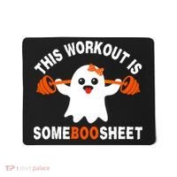 This Workout Is Boo Sheet Funny Cute Gym Ghost Halloween Mousepad thumb 0