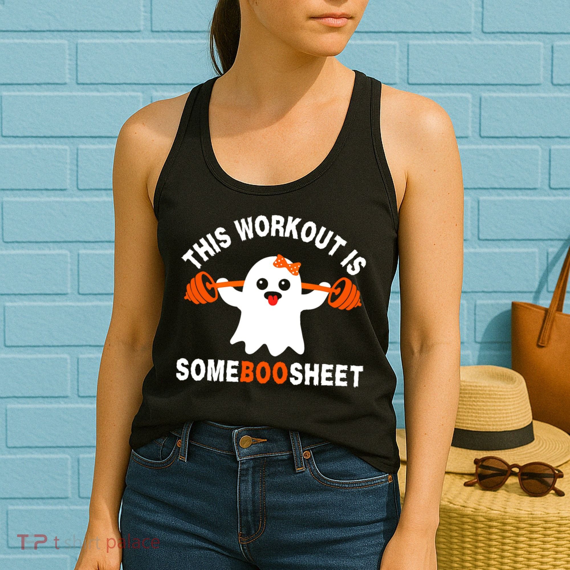 This Workout Is Boo Sheet Funny Cute Gym Ghost Halloween Women's Tank Top