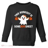 This Workout Is Boo Sheet Funny Cute Gym Ghost Halloween Toddler Sweatshirt thumb 0