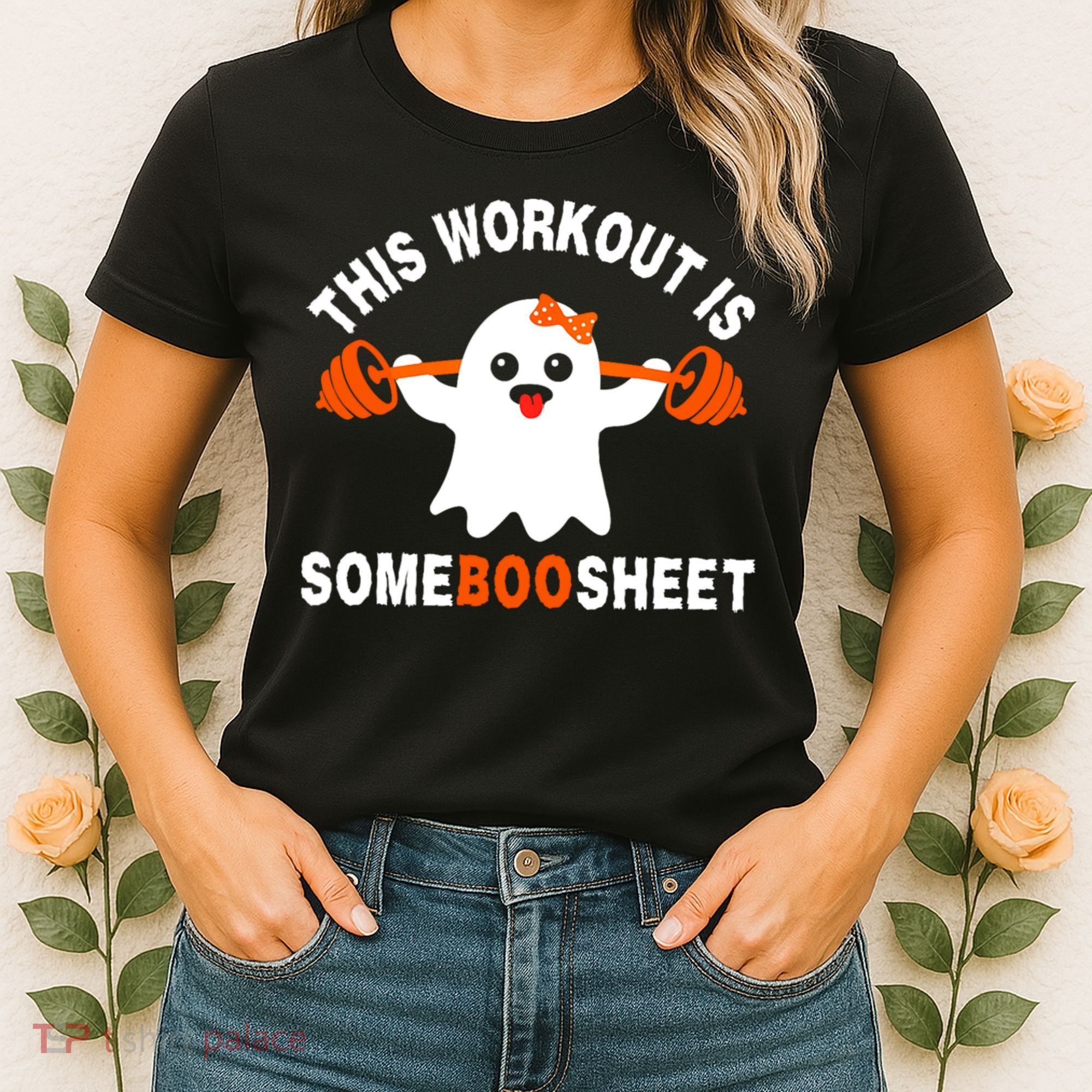This Workout Is Boo Sheet Funny Cute Gym Ghost Halloween Women's T-Shirt